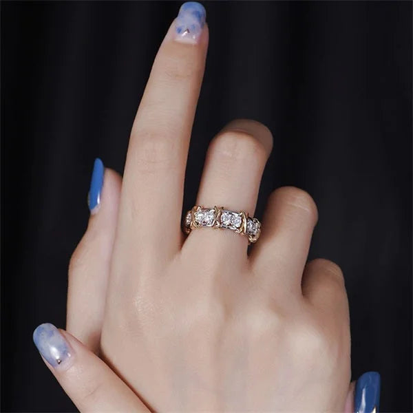 Sterling Silver Cross Full Diamond Ring（Buy 1 Get 1 Free）