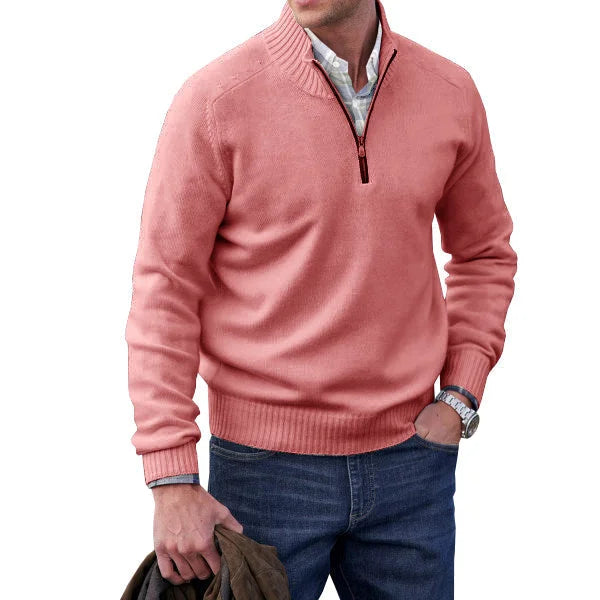 Men\'s Cashmere Zipper Basic Sweater