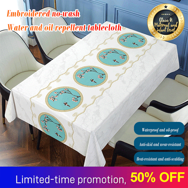 Waterproof and Oil-proof Embroidered Tablecloth
